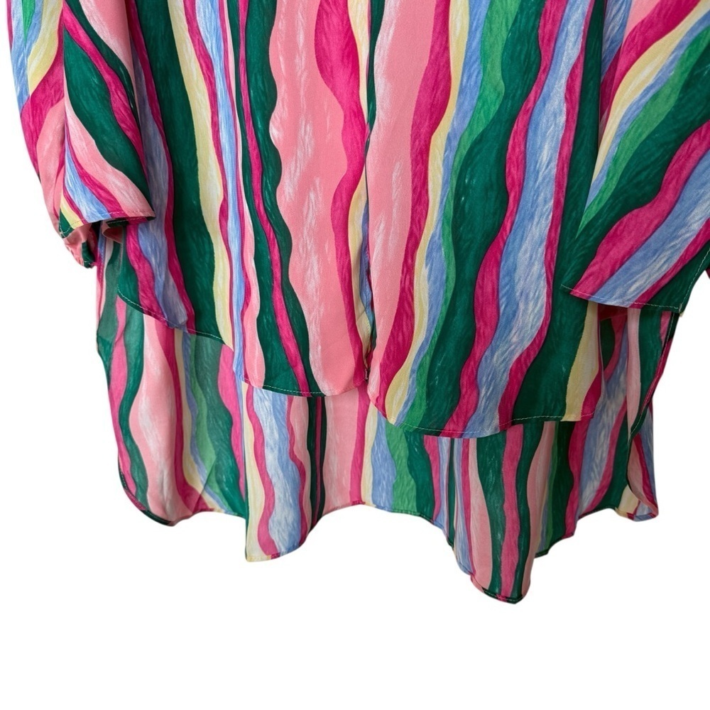 Beulah Women's Multicolor Striped Tunic Dress O/S 3/4 Sleeve Silk Blend Casual - Picture 3 of 9